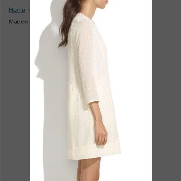 Madewell Etude Long Sleeve Silk Swiss Dot Dress Cream XS - Picture 2 of 9